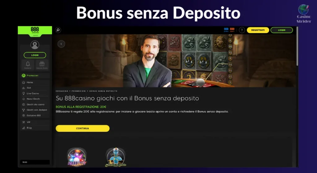 888 Casino Bonus senza Deposito