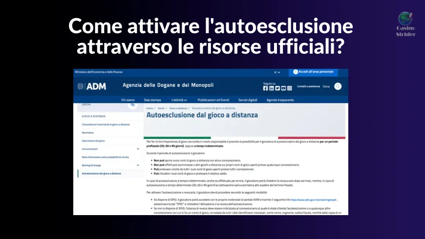 come attivare lautoesclusione attraverso le risorse ufficiali