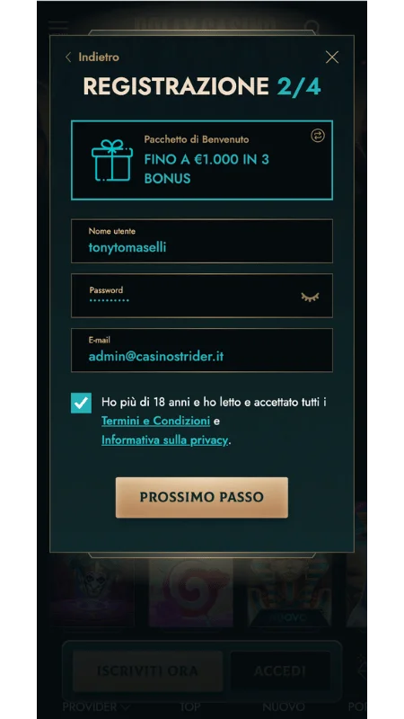 Conferma il conto