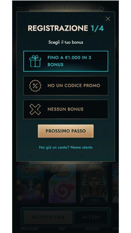 Registra un account