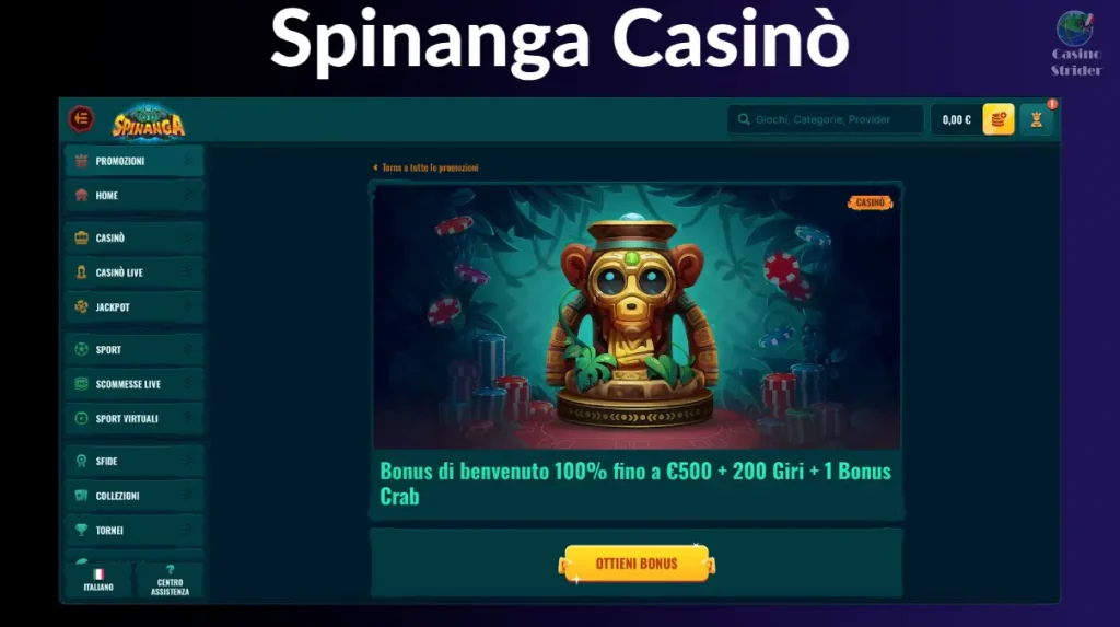 Spinanga Casinò Bonus di benvenuto