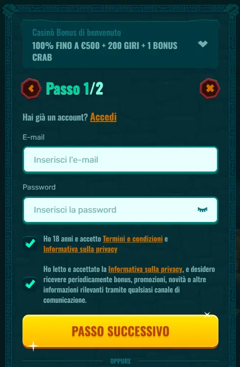 Spinanga Casinò Conferma l’indirizzo e-mail