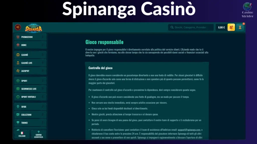Spinanga Casinò Gioco Responsabile