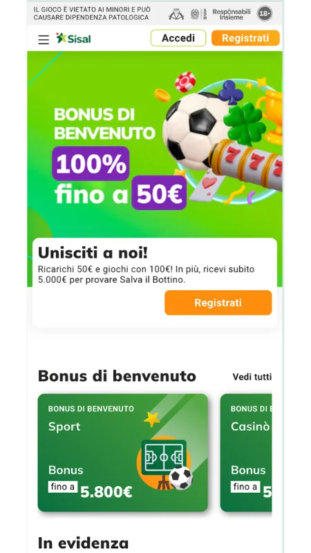 Clicca su “Registrati”