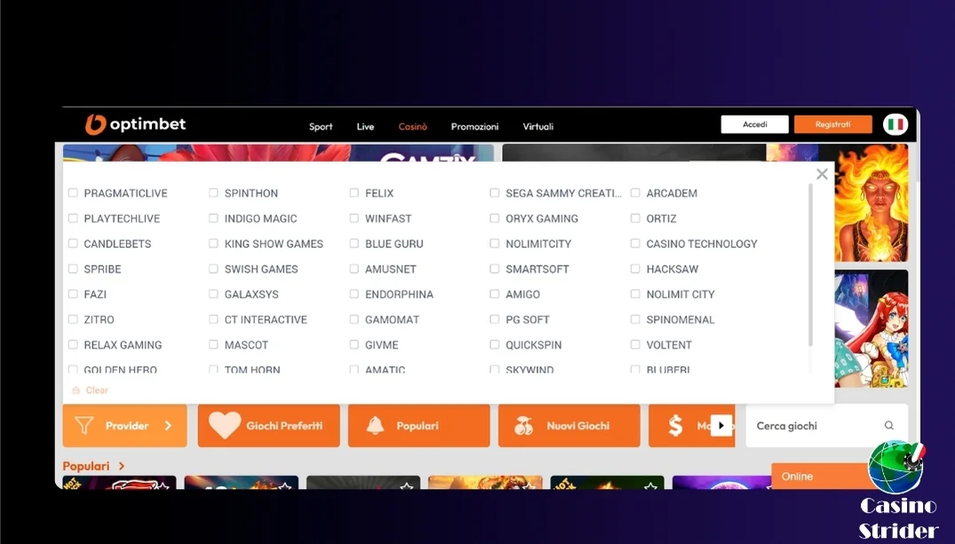 Provider software optimbet
